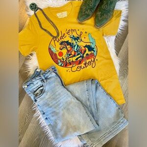 Yellow 'Ride 'Em Cowboy' Graphic Tee